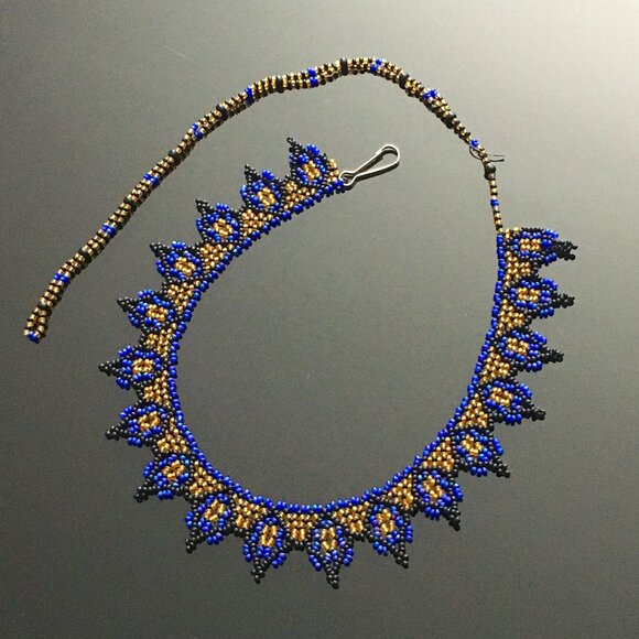 Handcrafted Tribal Beaded Spike Necklace - Picture 3 of 8